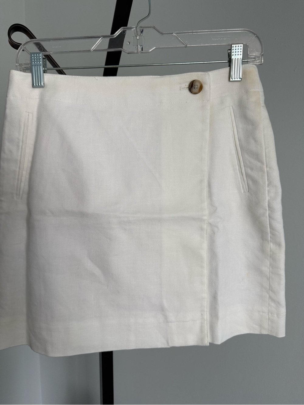 J. Crew White Mini Skirt with Side Button Detail